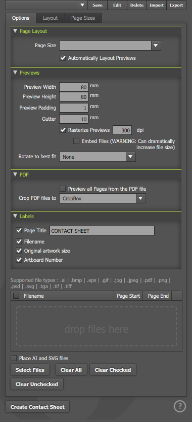 The Options tab