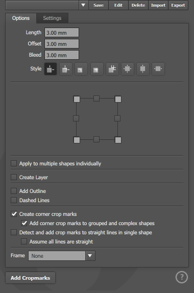 The Options tab
