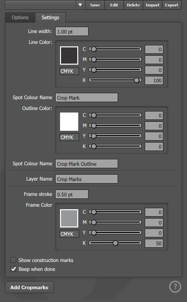 The Settings tab