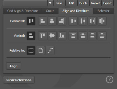 The Align and Distribute tab The Align and Distribute tab