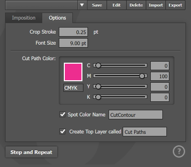 The Options tab The Options tab