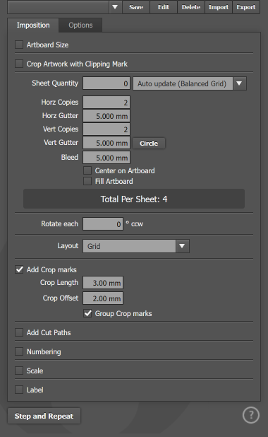 The Imposition tab The Imposition tab